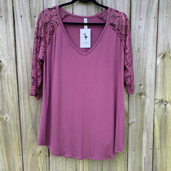 Zenana Premium Wine color Lace top NWT misc sizes - Picture 4 of 11